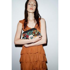 Zara Beaded Handbag Multicolor Crossbody Clutch Removable Strap